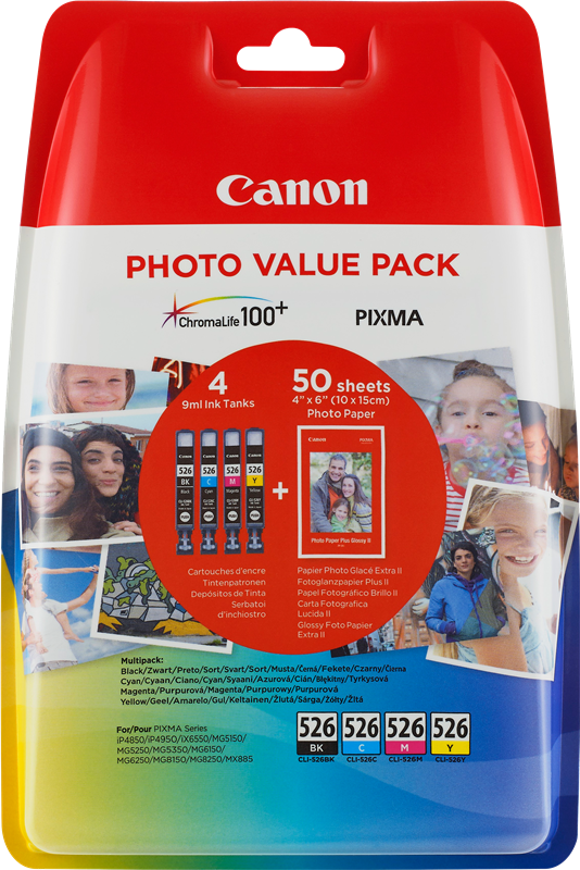 Canon CLI-526 Photo Value Pack Schwarz / Cyan / Magenta / Gelb Value Pack