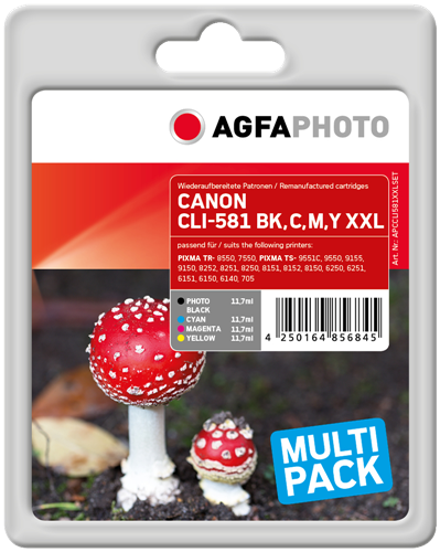 Agfa Photo CLI-581BK,C,M,Y XXL Multipack Schwarz / Cyan / Magenta / Gelb