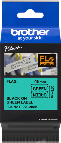 Brother FLe-7511, 21x45 mm, 72 Etiketten Schwarz auf Grün