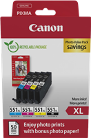 Canon CLI-551 XL Schwarz / Cyan / Magenta / Gelb Value Pack