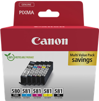 Canon PGI-580 + CLI-581 Multi Multipack Schwarz / Schwarz / Cyan / Magenta / Gelb