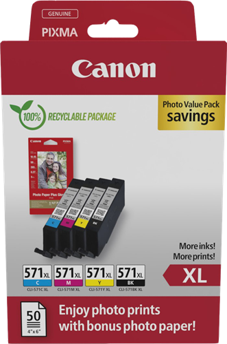Canon CLI-571 XL Schwarz / Cyan / Magenta / Gelb Value Pack