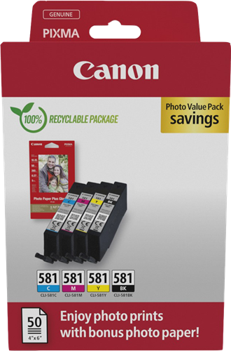 Canon CLI-581 Schwarz / Cyan / Magenta / Gelb Value Pack