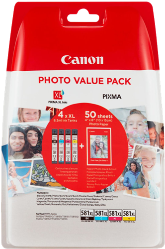 Canon CLI-581 XL Photo Schwarz / Cyan / Magenta / Gelb Value Pack
