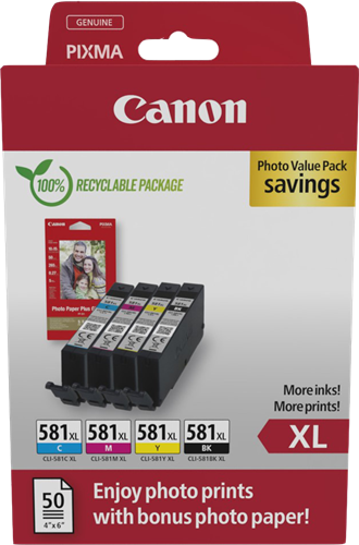 Canon CLI-581 XL Schwarz / Cyan / Magenta / Gelb Value Pack