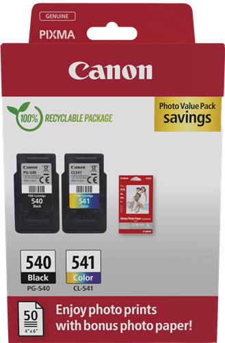 Canon PG-540+CL-541 Schwarz / mehrere Farben / Weiss Value Pack