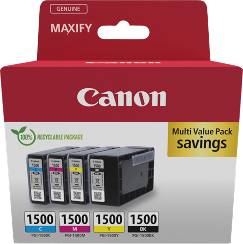 Canon PGI-1500 Multipack Schwarz / Cyan / Magenta / Gelb