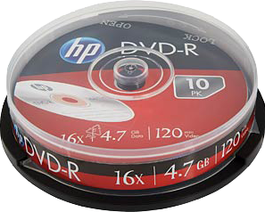 HP 1x10 DVD-R / 4.7GB / Cakebox 