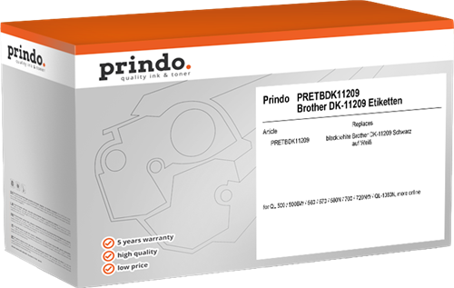 Prindo Adress-Etiketten 29x62 mm Schwarz auf Weiß