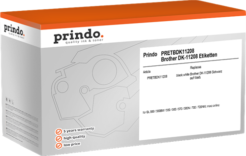 Prindo Adress-Etiketten 38x90 mm Schwarz auf Weiß