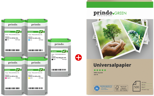 Prindo Green XXL Schwarz / Cyan / Magenta / Gelb Value Pack