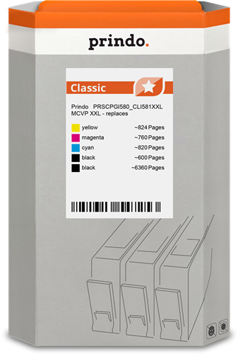Prindo PRSCPGI580_CLI581XXL MCVP Multipack Schwarz / Schwarz / Cyan / Magenta / Gelb