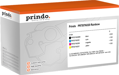 Prindo PRTBTN320 Rainbow Schwarz / Cyan / Magenta / Gelb Value Pack