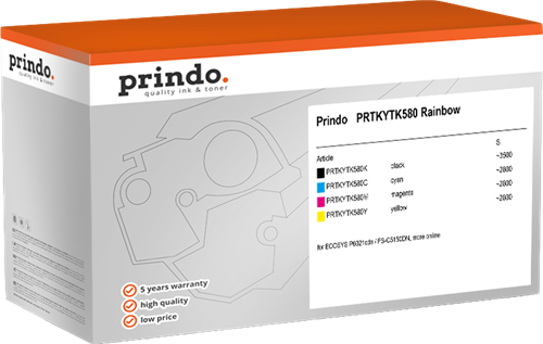 Prindo PRTKYTK580 Rainbow Schwarz / Cyan / Magenta / Gelb Value Pack