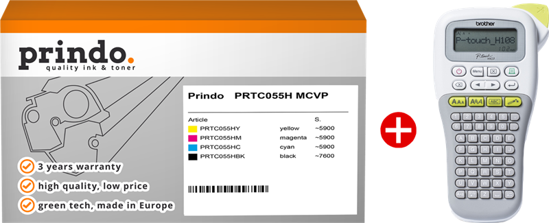 Prindo PRTC055H MCVP Schwarz / Cyan / Magenta / Gelb Value Pack