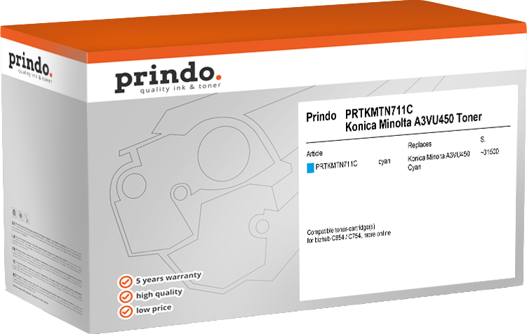 Prindo PRTKMTN711C Cyan Toner
