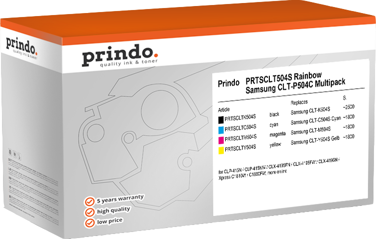 Prindo PRTSCLT504S Rainbow Schwarz / Cyan / Magenta / Gelb Value Pack